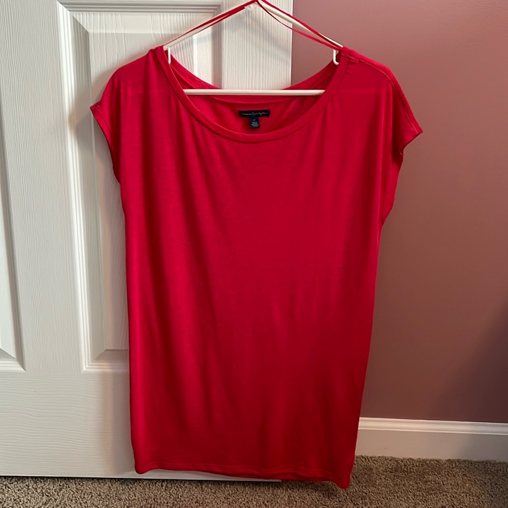 American Eagle Outfitters Women’s Partially Sheer Tee Top Size Small Pink Color